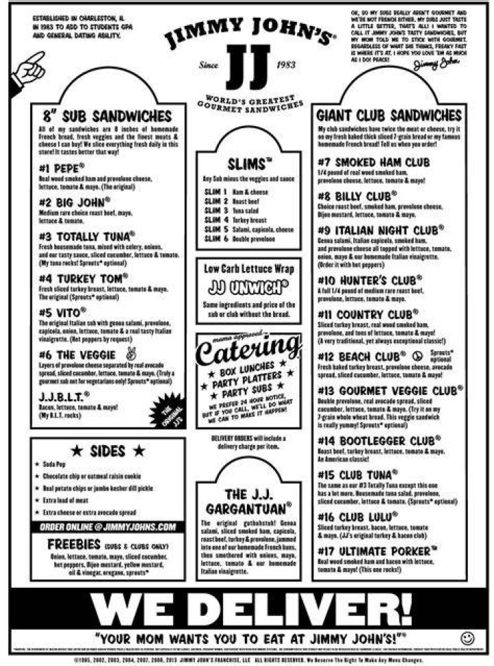 printable jimmy johns menu PrintableTemplates
